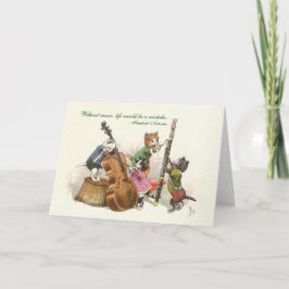 Cartão Gatos Vintage Bonitos Reproduzindo Música