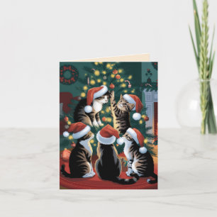 Cartão Gatos-vintage lindos natal