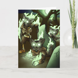 Cartão Gatos Zumbis do Halloween