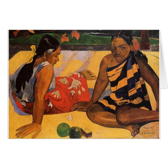 Cartão Gauguin French Polynesia Tahiti Women Painting (Frente Horizontal)