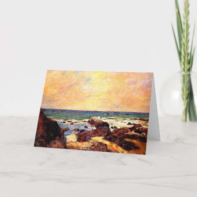 Cartão Gauguin - Rocks and Sea, 1886, pintura, (Frente)