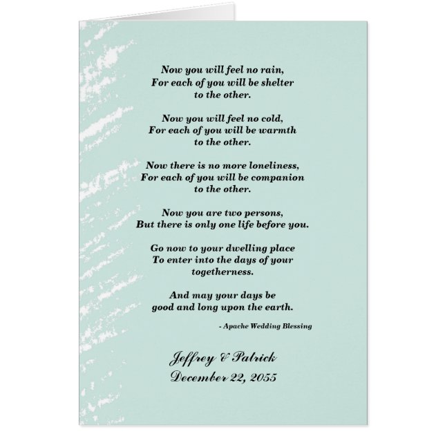 Cartão Gay, Bênção Apache, Verde Azul (Frente)