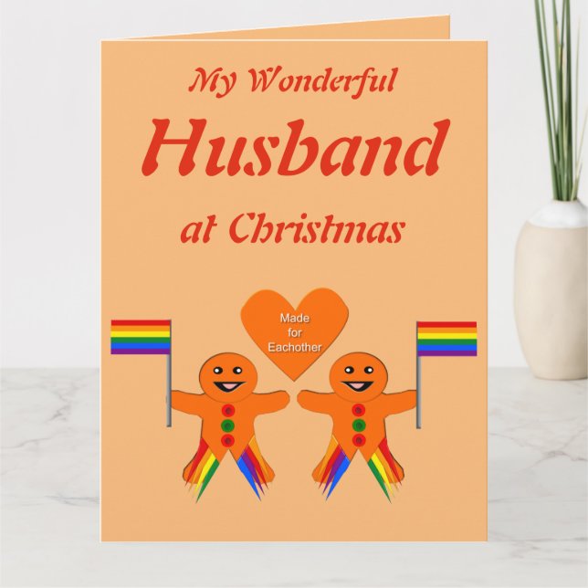 Cartão Gay Men Christmas Gingerbird Casal Marido (Frente)