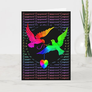 Cartão Gay Pride Engagement Congratulations Rainbow Doves