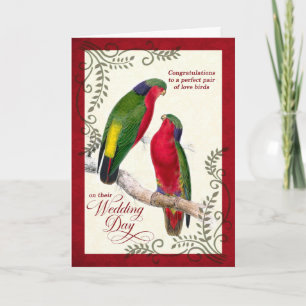 Cartão Gay Wedding Congratulations Vintage Love Birds
