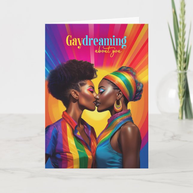 Cartão Gaydreing African American Lesbian Rainbow Love (Frente)