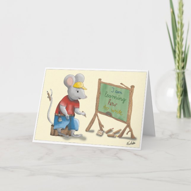 Cartão GB School enrollment card, lovingly hand-drawn boy (Frente)