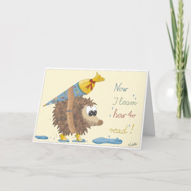 Cartão GB School enrollment card, lovingly hand-drawn boy (Frente)