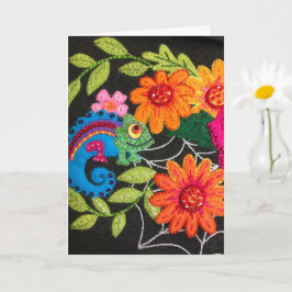 Cartão Gecko Lizard Stitched Felt Beads Sequins