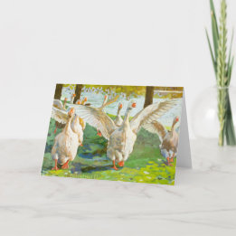 Cartão Geese Atravessando O Parque Verde