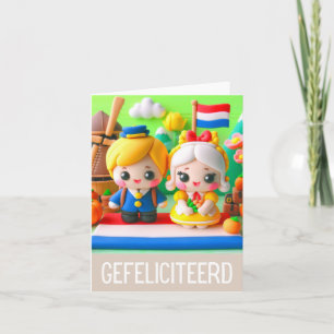 Cartão Gefeliciteerd, feliz aniversário holandês