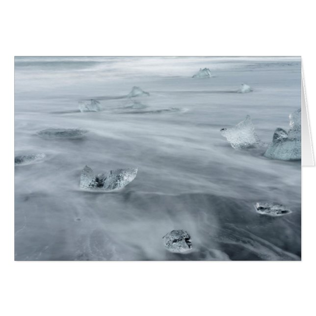 Cartão Gelo e água na praia, Islândia (Frente Horizontal)