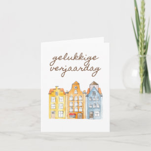Cartão Gelukkige verjaardag, feliz aniversário neerlandês