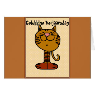 Cartão Gelukkige Verjaarsdag - Kat
