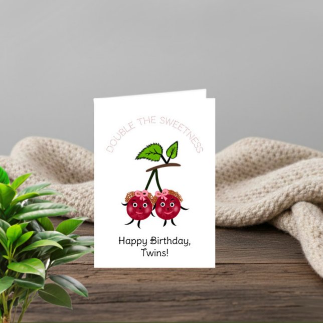 Cartão Gêmeas garotas cereja (Criador carregado)