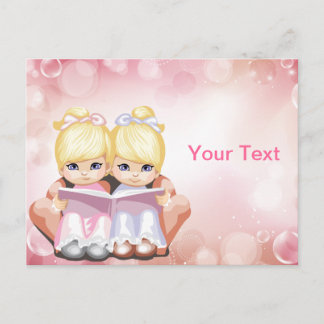 Cartão gêmeo louro das meninas