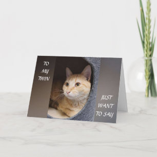 CARTÃO *GÊMEO* MEOW DIZ GATINHO NO SEU ANIVERSÁRIO