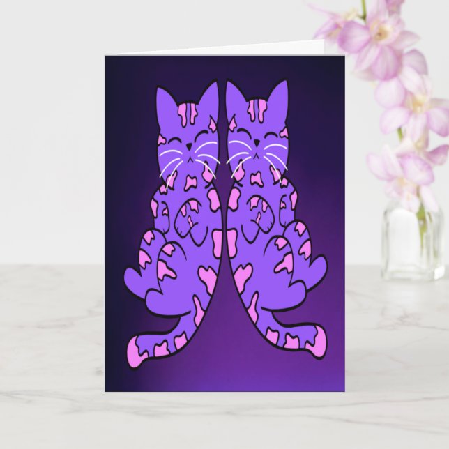 Cartão Gêmeos de Kitten Roxo (Orquídea)