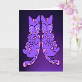 Cartão Gêmeos de Kitten Roxo