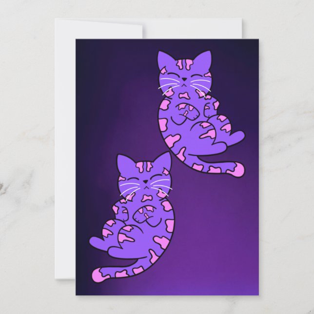 Cartão Gêmeos de Kitten Roxo 2 (Frente)