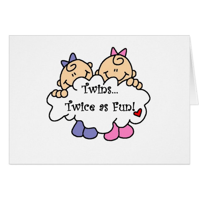 Cartão Gêmeos duas vezes como o divertimento (Frente Horizontal)