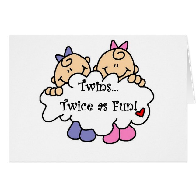 Cartão Gêmeos duas vezes como o divertimento (Frente Horizontal)