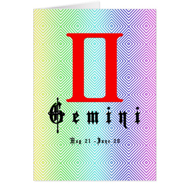 Cartão Gêmeos, Mai 21 - Jun 20 (Frente)
