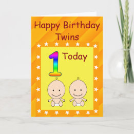 Cartão Gêmeos Personalizados de 1º Aniversário