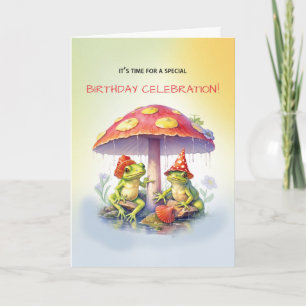 Cartão Gêmeos, Sapos de aniversário, bonitinhos, sob cogu