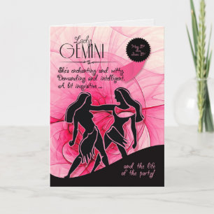 Cartão Gemini Aniversário para Sua rua Rosa 21 de maio e