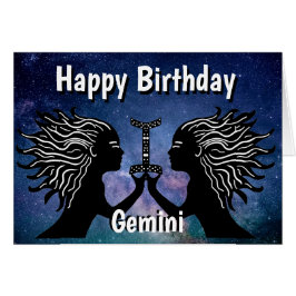 Cartão Gemini Símbolo Feliz Aniversário Horoscópio Zodiac