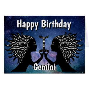 Cartão Gemini Símbolo Feliz Aniversário Horoscópio Zodiac