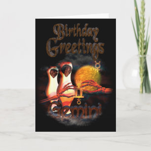 Cartão Gemini Zodiac Birthday Greetings by Valxart
