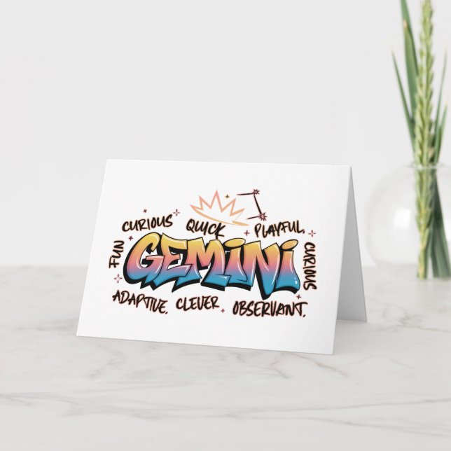 Cartão Gemini Zodiac  Graffiti  (Frente)