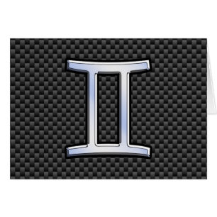 Cartão Gemini Zodiac Símbolo Carvões Estilo de Fibra de C