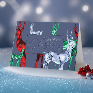 Cartão Gemstone Crystal Reindeer Feliz Feriado de Natal
