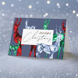 Cartão Gemstone Crystal Reindeer Feliz Feriado de Natal
