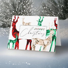 Cartão Gemstone Crystal Reindeer Feliz Feriado de Natal