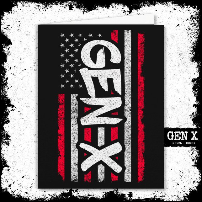 Cartão Gen Xer Generation X American Flag Gen X (Criador carregado)
