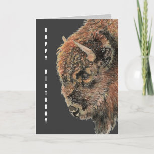 Cartão General Birthday Buffalo, Bison, Watercolor Animal