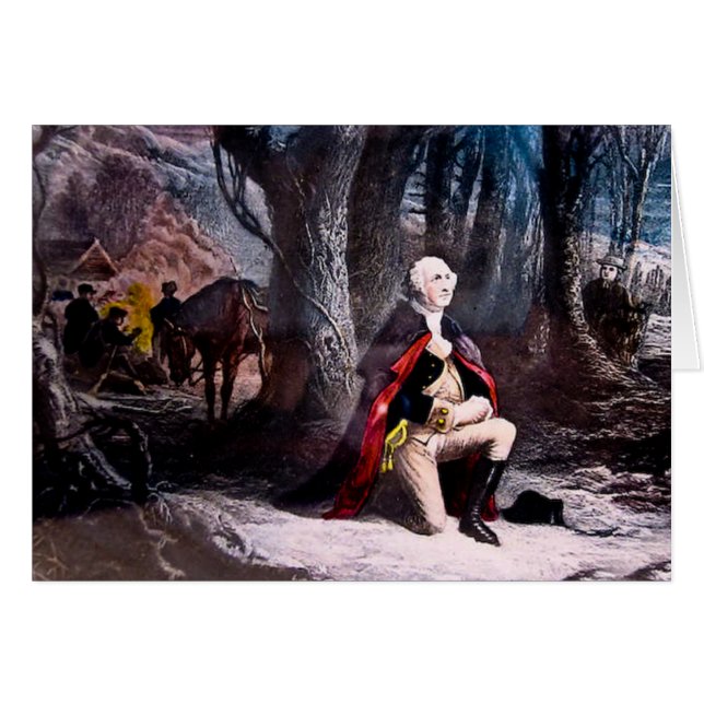 Cartão General Washington que Praying na forja do vale, (Frente Horizontal)