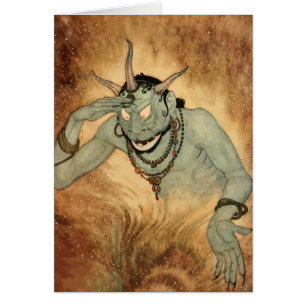 Cartão Genie das Noites Árabes por Edmund Dulac