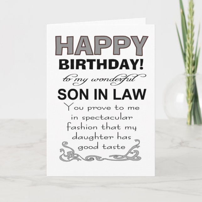 Cartão genro prova o bom gosto da filha no aniversário (Frente)