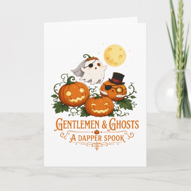 Cartão Gentlemen & Fantasmas Halloween (Frente)
