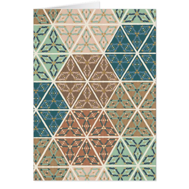 Cartão Geo exterior XI teste padrão tribal azul & verde (Frente)