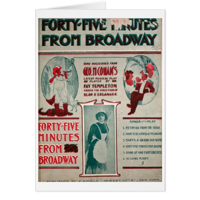 Cartão Geo. M. Cohan 45 minutos de Broadway (Frente)