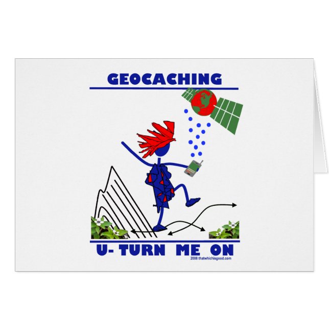 Cartão Geocaching U gira-me sobre (Frente Horizontal)