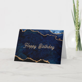Cartão Geode Blue Gilded Birthday