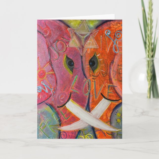 Cartão Geometria Sagrada Elefante ARTE Original (Frente)
