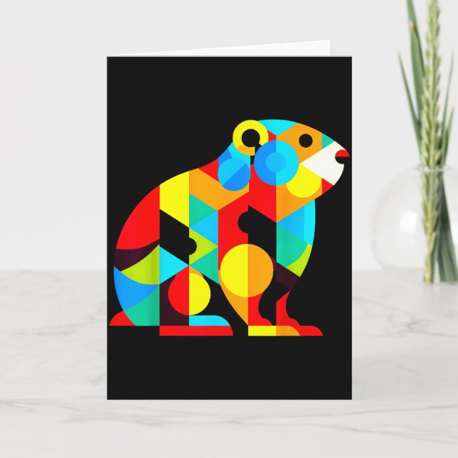 Cartão Geometric Minimalism Modern Illustration Groundhog (Frente)